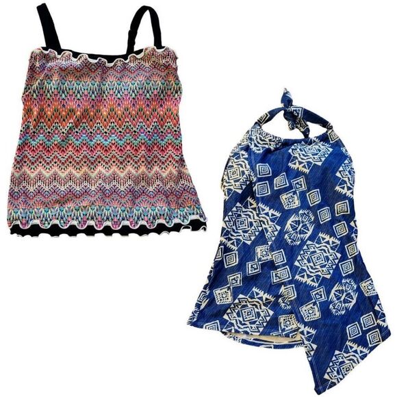 Tankini Bikini TWO 2 Tops Two Piece Bathing Suit Swim Wear - Picture 1 of 11